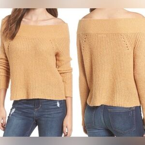 Women's Off-Shoulder Sweater - Tan